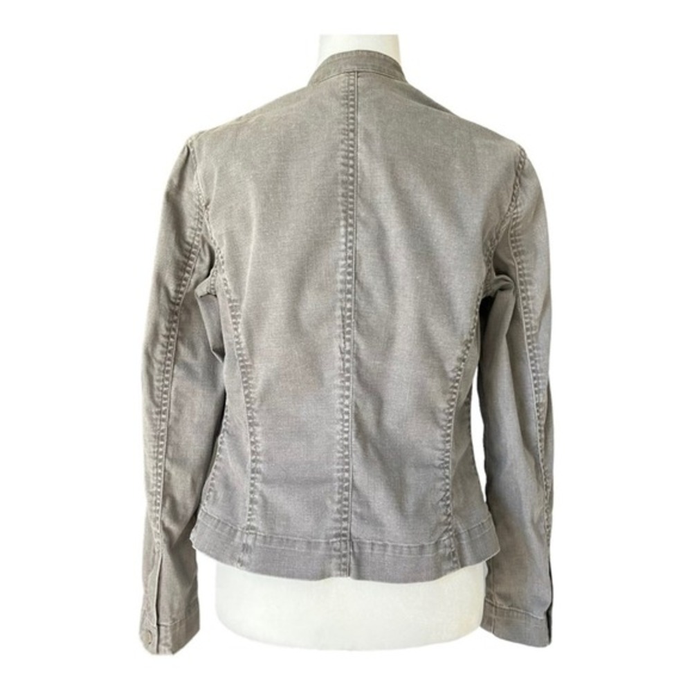 Vtg 90s Sigrid Olsen Chore Jacket Womens 4 Gray Front Snap Neutral Field Barn - Picture 3 of 11